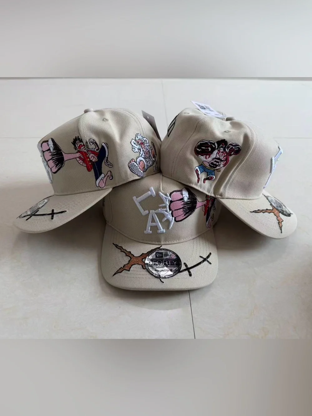One Piece Monkey D. luffy LA Embroidered Beige Cap